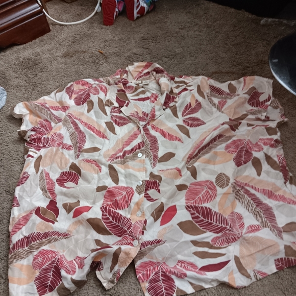 Linden Hill 100% SILK Fall Leaf Hawaiin Novelty Button Up Shirt - Picture 2 of 3